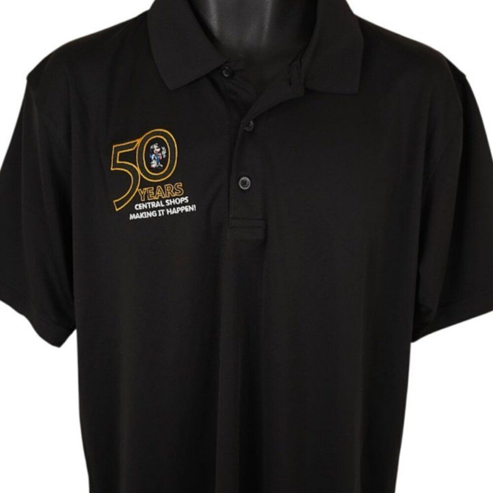 Disney Polo Shirt Mens Size Large Black Central Shops Employee 50 Years